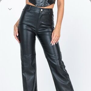 Princess Polly Macey Leather Black Pants US size 4